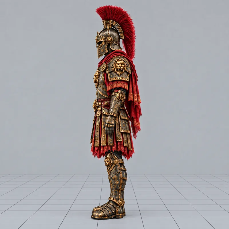 The armoured warrior in side profile